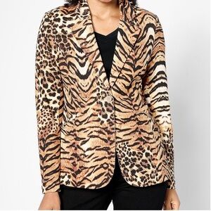 Wild Animal Print Long Sleeve Blazer